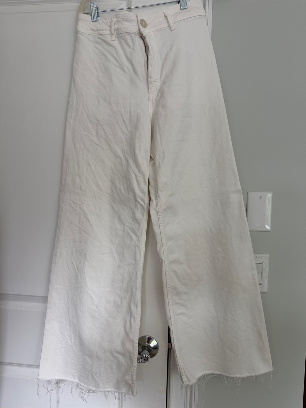 Zara Cream Wide Leg Flare Jeans